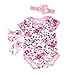 FEITONG 3pcs Baby Girls Floral Print Romper Bodysuit +Headband+ Shoes Sets Clothes (Age 0-3M, Pink)