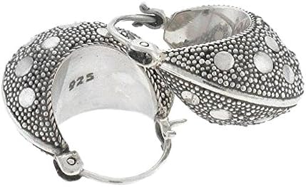 Sterling Silver Hoop Balinese Textured Earrings Bali
