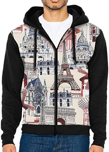 ShanYueL Dream Vacation Paris French Men's Zip Hoodie Sweatshirt Jacket
