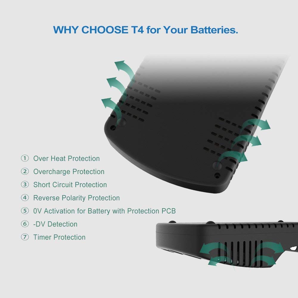 Dlyfull Speedy Universal Battery Charger with LCD Display 4-Slot Multifunctional Smart Battery Charger for NiMH NiCD AA AAA C SC & 18650 18490 14500 10400 17500 17355 16340 26650 26500 22650 Batteries
