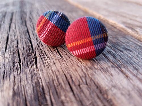 Preppy tartan plaid Cufflinks - cuff link accessories for men - blue and red plaid
