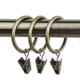 Set of 14 Window Drapery Curtain Clip Rings Bronze 2 inch / 50mm Interior Diameter