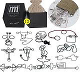 High Difficulty - 12 Pieces Metal Wire Brain Teaser - Assembly & Disentanglement Puzzles Toys - Magic Trick Toys Puzzles Set - Ideal Gifts Kids Adults