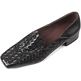 TinaCus Genuine Leather Women's Square Toe Handmade Loafer Flats Shoes