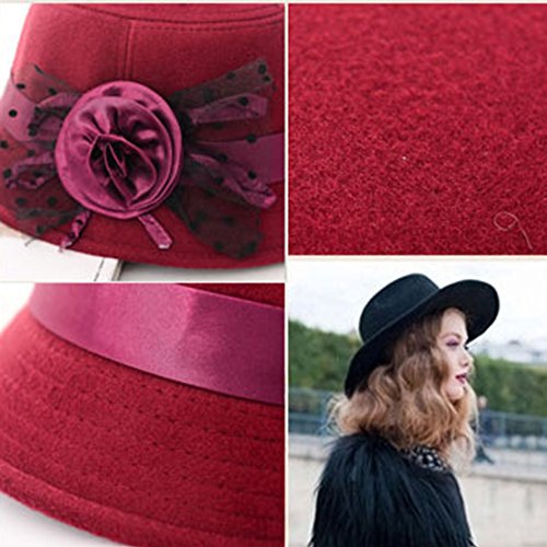 Freedi Bowler Hat Fedora Hats Dress Up Derby Hats Wide Brim Flower for Costume Adults Women Winter (Purple) - Thumbnail 5