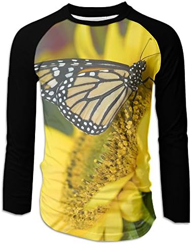 Men's Monarch Butterfly Long Sleeve Tshirt Casual Raglan Tees For Running