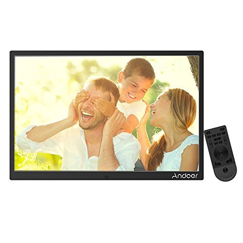 Andoer 17inch LED Digital Photo Frame 1440 900 Resolution 1080P Advertising Machine Support Shuffle Play Aluminum Alloy with Remote Control