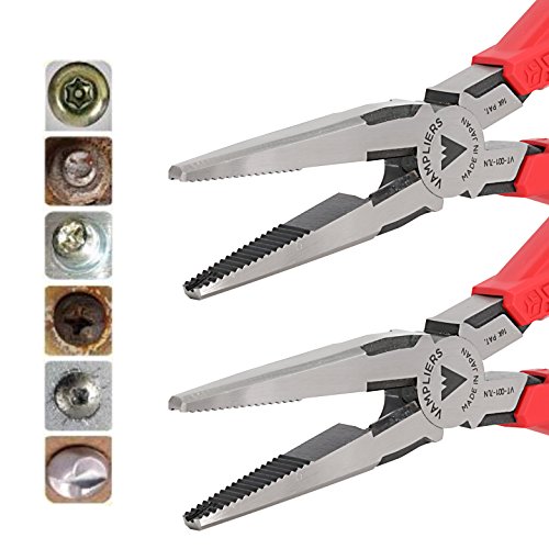 VamPLIERS Best Made Pliers! 7.5 Long Nose Specialty Screw Extraction Pliers for Damage/Stripped/Corroded/Security Screws/Made the Best Gift (2, Retail)