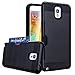 J.west Note 3 Case, Galaxy Note 3 Case, Note 3 Wallet Case with ID Card Slot Holder Rugged Rubber Heavy Duty Shock Absorbent Armor Hybrid Defender Shock Proof Case Cover Skin - Black