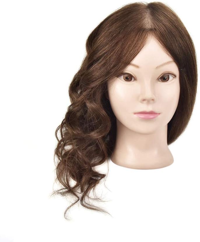 WANGXN Traininghead 100% Human Hair Female Mannequin Head Hairdresser Training Practice Head