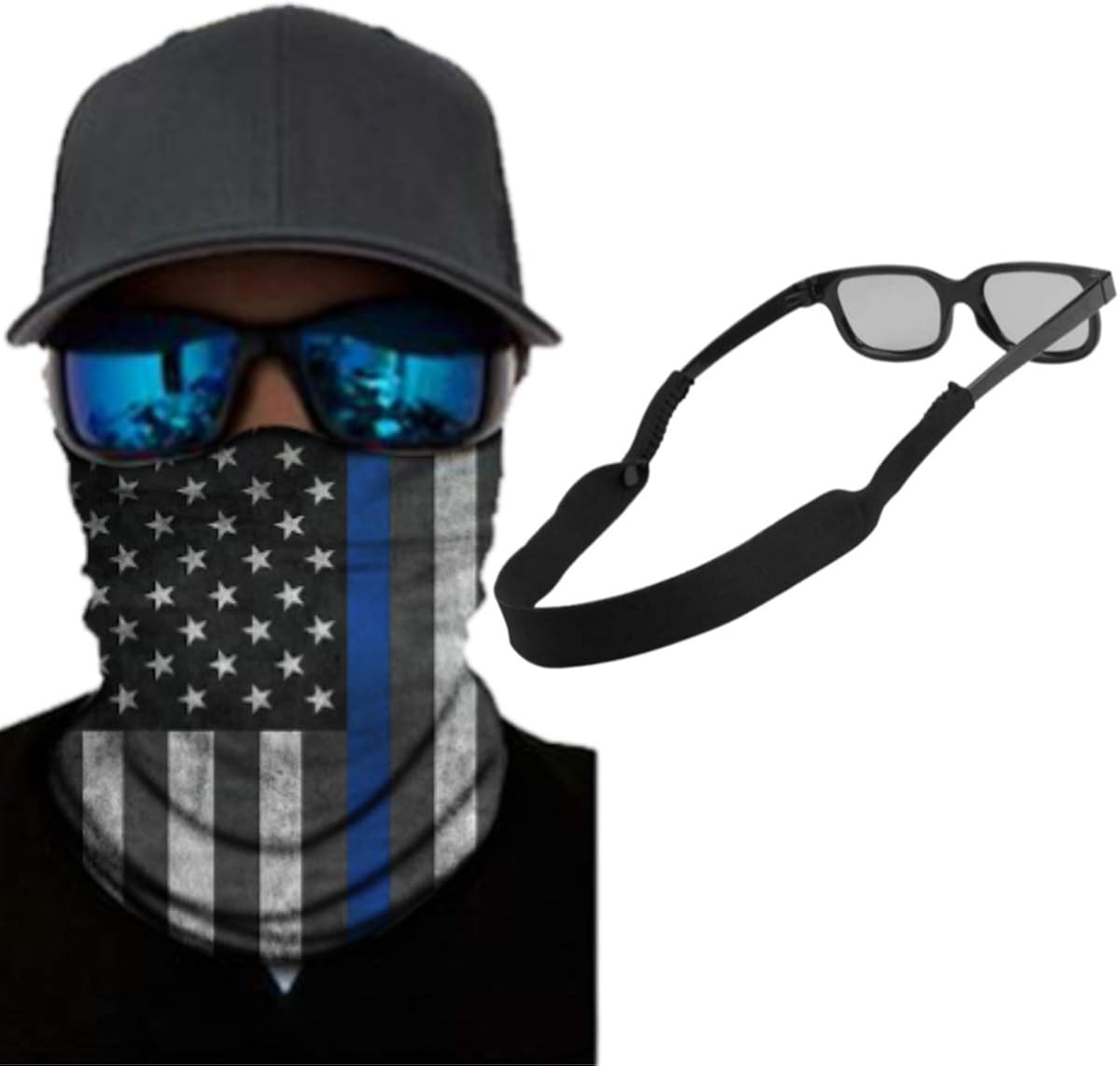 Thin Blue Line USA Flag Neoprene Motorcycle Full Face Mask Motorcycle Hats & Caps kennovation