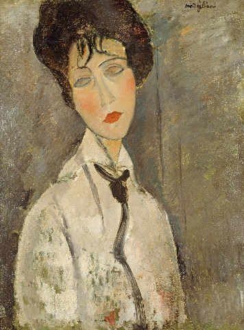 Fine Arts Reproduction Amedeo Modigliani La Femme A La Cravatte Noir 65 X 88 Amazon Co Uk Kitchen Home