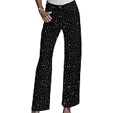 Shiyinvie Women's Straight Leg Rhinestone Boyfried Denim Pants, Sparkly Bling Glitter Jeans
