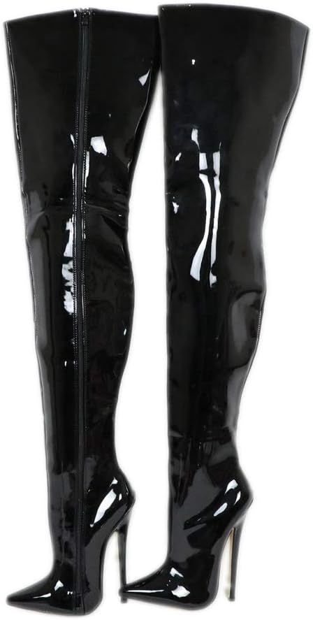 Hard Shaft Crotch Thigh High Boots for Women 18Cm Spike High Heels Custom Shaft Length Width Color