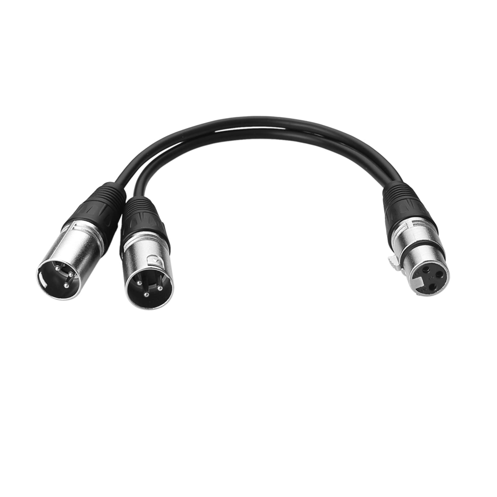 SIENOC 30cm Silver XLR(F) to Dual 2 XLR(M) Splitter Cable
