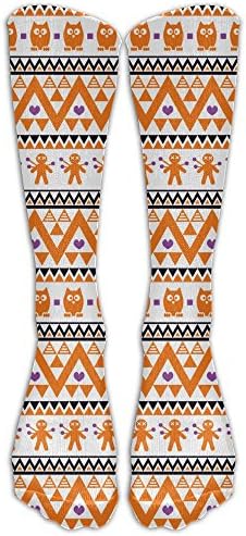 Unisex Owl Gingerbread Pattern Tube Stockings Running Crew Socks