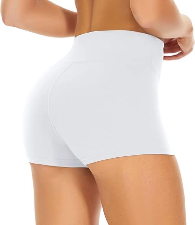 Runmeihe Women's High Waisted Hot Pants Anti Chafing Shorts White S M UK