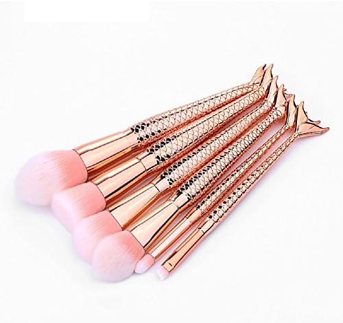Mermaid Makeup Brush Set Foundation Blending Blush Eyeliner Face Powder Brush Makeup Brush Kit Beauty Cosmetic Tools (Rose gold)