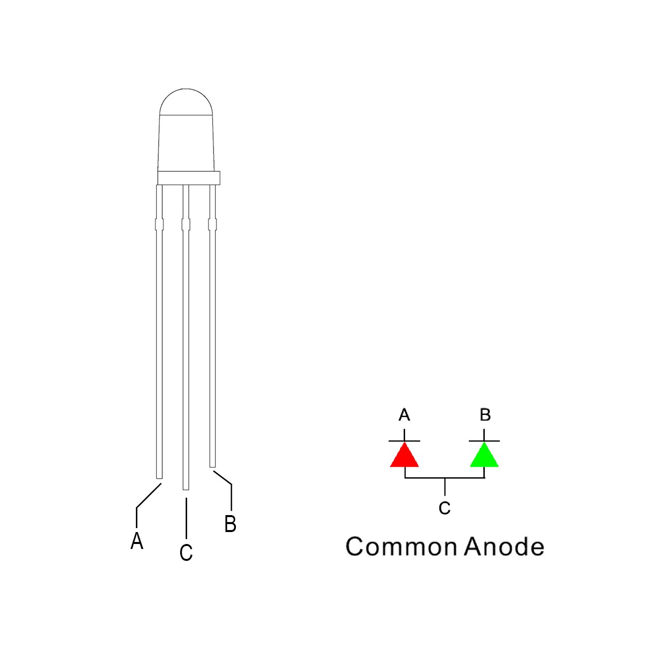 Двухцветный светодиод схема