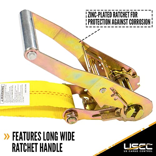 US Cargo Control Chain Ratchet Straps (4Pack), 2 Inch x 30 Foot Yellow