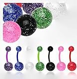 BioFlex Navel Ring with Ultra Glitter Acrylic Balls All 7