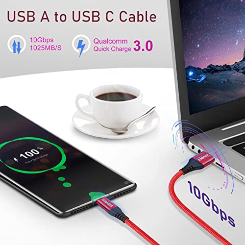 USB C Short Cable, [1FT-2 Pack] USB-A to Type-C Braided Fast Charging Cord, Power Bank and Portable Charger Cable, Compatible with Sony XZ, LG V50 V20 G5 G6, HTC 10, Moto Z Z3, Switch, Docking station
