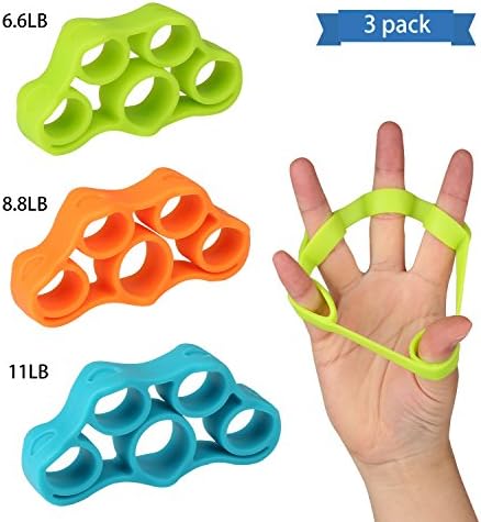 CAIPUDAN Silicone Finger Stretcher Hand Resistance Bands，Hand Extensor Exerciser，Finger Trainer Gripper set for Relieve Joint Pain, Injury Rehabilitation,Relax,Set of 3 Level Resistance