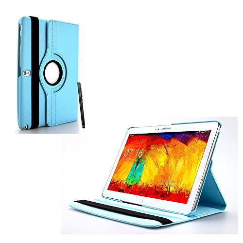 Samsung Galaxy Note 10.1 2014 Edition Tablet Case, Nicelin(TM) Lichee Pattern 360 Degrees Rotating Stand PU Leather Case Cover for Samsung Galaxy Note 10.1 2014 Edition Tablet (SM-P600 / SM-P605 / SM-P607) with Stylus (Sky Blue)