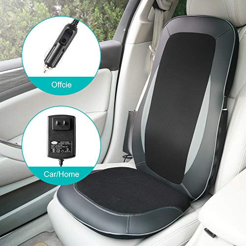 Tespo Back Massager Old-Style Cushion Chair Pad - Shiatsu Deep Tissue Kneading Massager with Heat, 2 Vibrations Seat Massage & Full Back Pain Relief, Home Office Use