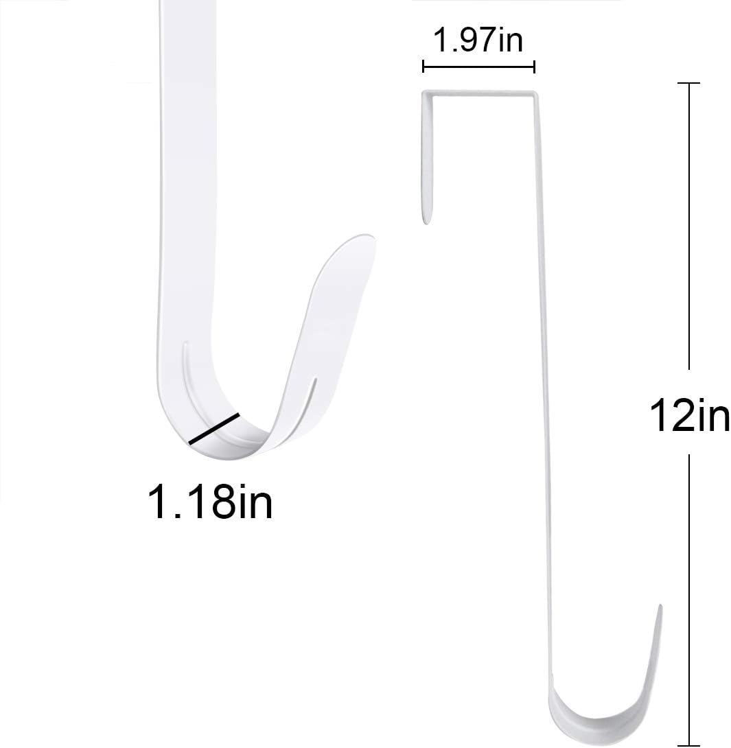 GameXcel 12" Wreath Hanger for Front Door - Large Wreath Metal Hook for Christmas Wreath Over The Door Hanger White: Home & Kitchen