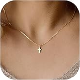 Behrooci Cross Necklace for Women Cross Choker Datiny Small Cute Sideway Necklaces CZ Layered Faith Pendant Necklace Trendy Religious Jewelry Gift