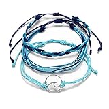 RALMALL Boho Bracelet Wave Strand Bracelet Set Wax Coated Braided Rope Handmade Bracelet for Women Girls