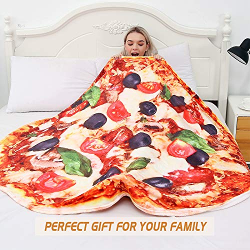 CASOFU Burritos Pizza Blanket, Giant Soft Flannel Pizza Throw for Family  and Kids (Brown, 80 inches)