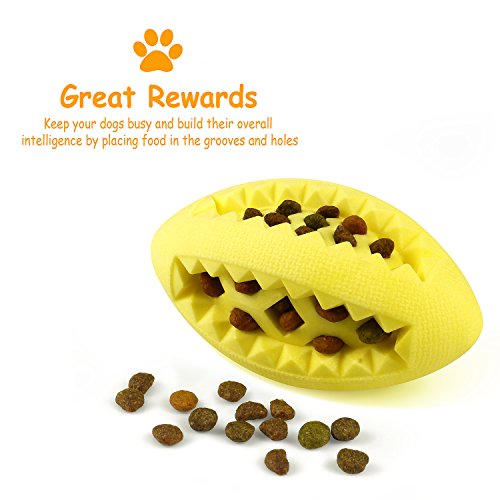 Fluffy Paws Soft Rubber Toy IQ Treat Chewing FeedBall for Dogs (Dental Treat and Bite Resistant) Durable Non-Toxic Strong Tooth Cleaning FootBall for Pet IQ Training/Chewing/Playing, Chew Toys,Yellow