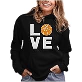 Tstars Love Basketball Hoodie for Women and Teen Girls Graphic Hoodies Gift Idea for Players Coaches and Fans