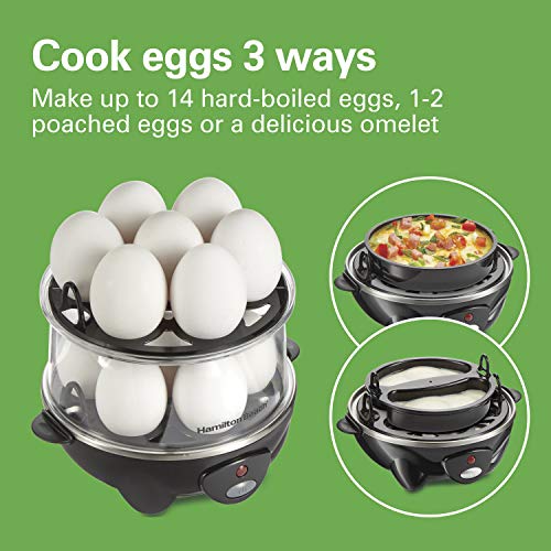 Hamilton Beach 3in1 Electric Egg Cooker for Hard Boiled Eggs, Poacher