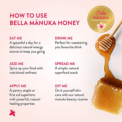 Bella New Zealand Manuka Honey, Certified UMF 20+, MGO 829+, Raw Ultra Premium Grade Honey, Non