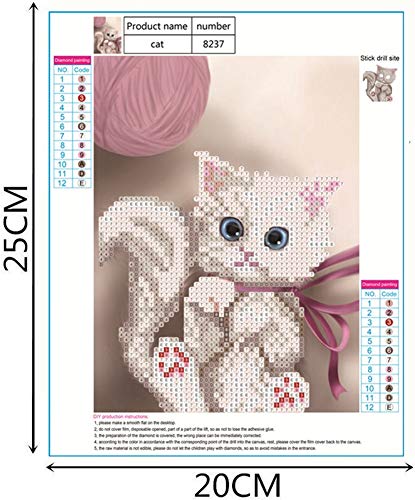 Awesocrafts 5D-Diamant-Malerei-Set für Erwachsene und Kinder, weißes Kätzchen, violett, Teilbohrer, DIY-Diamantkunst… – Bild 5