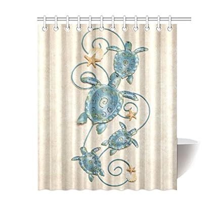 Sea Turtle Waterproof Bathroom Decor Fabric Shower Curtain