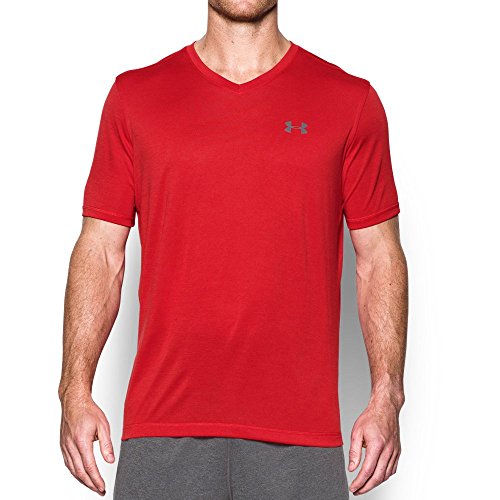 Under Armour Men's Tech V-Neck Short Sleeve T-Shirt, Red/Graphite, X-Large