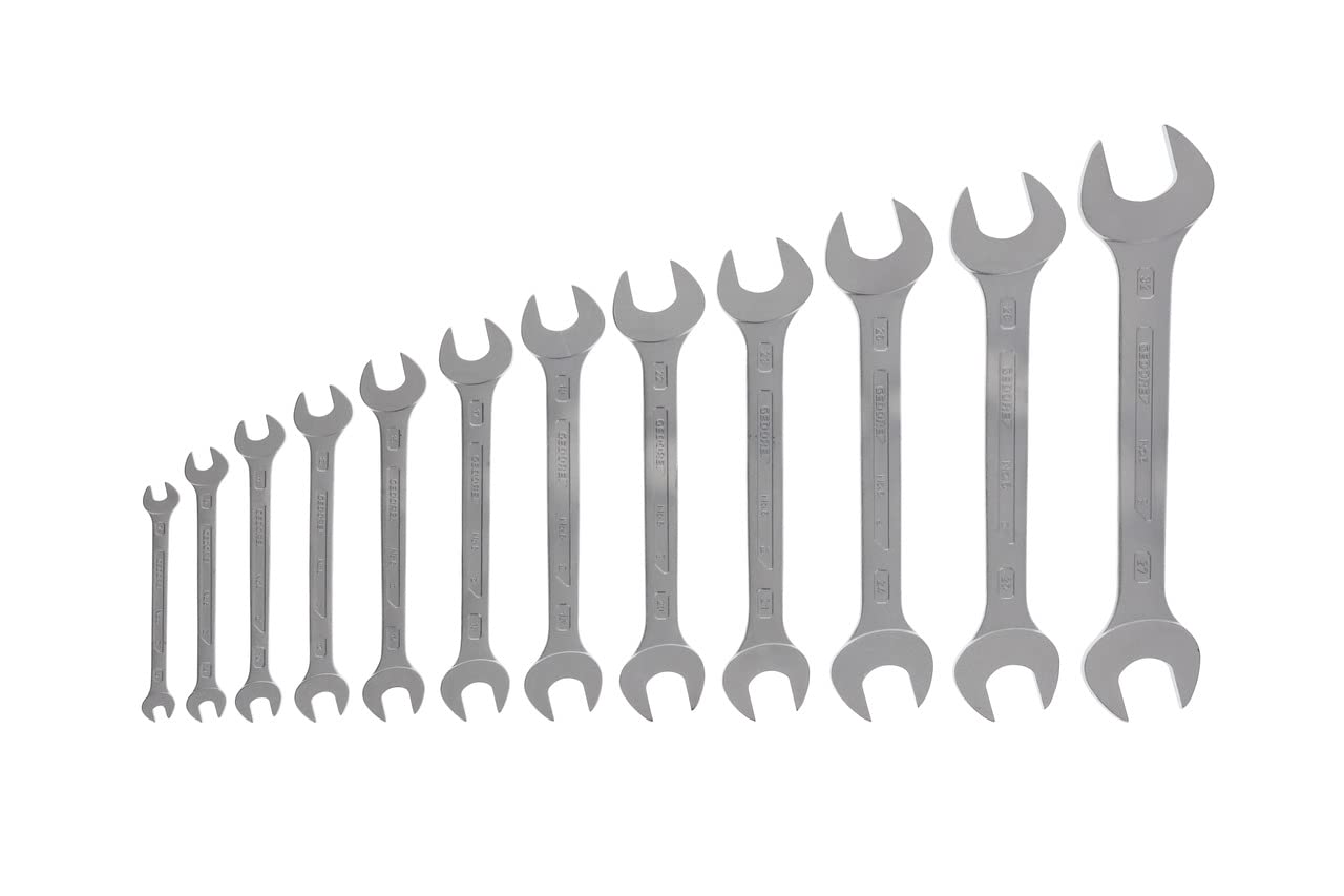 GEDORE Double open-end spanner set, 12-pc. Set, AF 6-32 mm, Metric, Flat, Spanner set, Matt chromed, 6-12