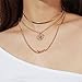 3 Layered Necklace,Haluoo Women Fashion Gold Plated Cuff Choker Necklace Dainty Rhinestones Heart Cross Pendant Clavicle Necklace Delicate Love Letter Pendant Sweater Chain Necklace (Gold)thumb 4