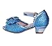 Wangwang Children Princess Girls Sequin Sandals Crystal High Heels Shoes (13 M US Little Kid, Blue)
