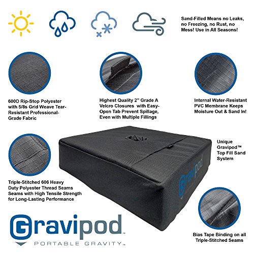 Gravipod 18" Square Umbrella Base Weight Bag - Up to 110 lbs.