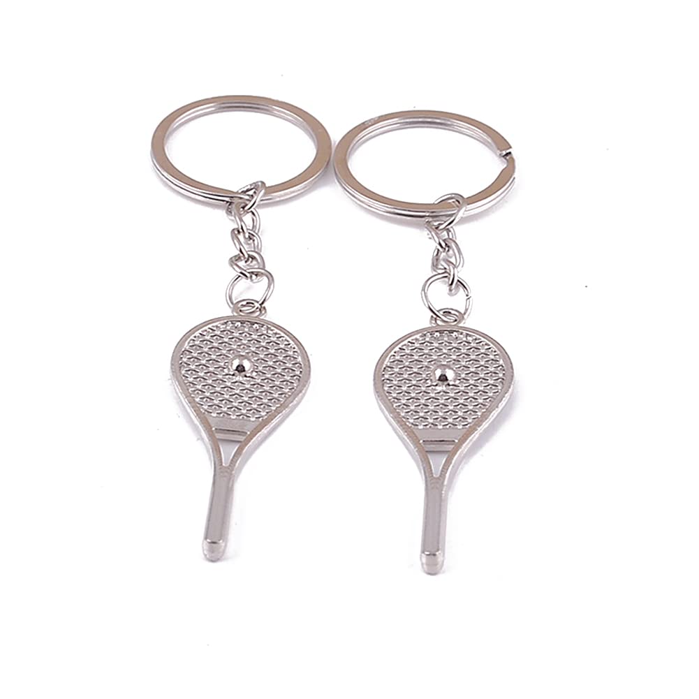 ARFUKA Keyring Tennis Racket Pendant Couple Keyrings Metal KeychainUnisex Key Organizer Holder Keyring Birthday Christmas Wedding Valentine's Day Gift for Men and Women