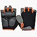 HuwaiH Cycling Gloves Men's/Women's Mountain Bike Gloves Half Finger Biking Gloves | Anti-slip Shock-absorbing Gel Pad Breathable Cycle Gloves (Black Orange, Large(Male))