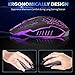 StudioIV. RGB Gaming Mouse, 4 DPI Settings Up to 2400 DPI, 6 Programmed Buttons for PC Computer Games Work & Laptop, Ergonomic USB Wired Optical Mouse Mice with 7 Colors LED Backlight, Blackthumb 2