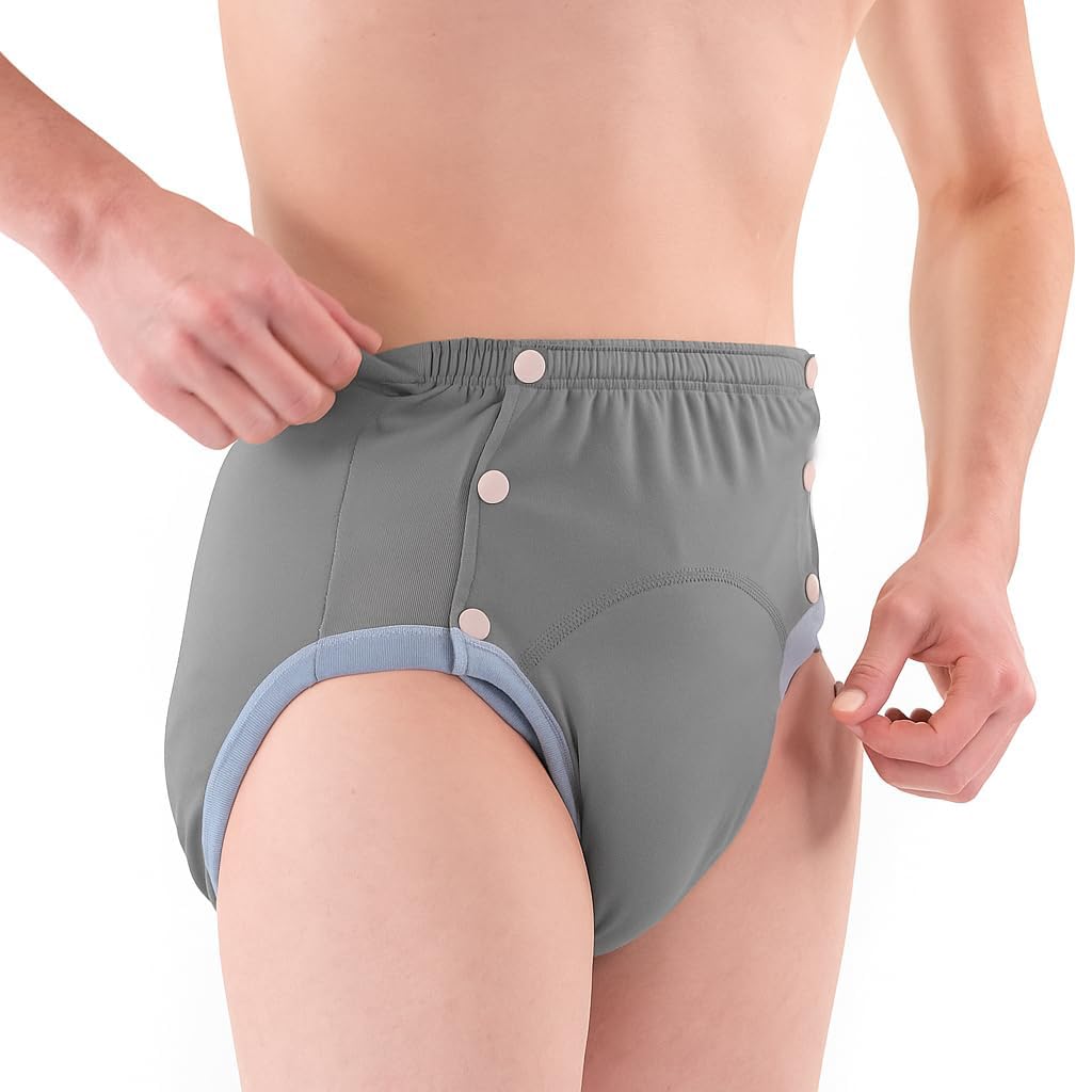 Photo 1 of Cotton Incontinence Pants for Adults: Washable, Breathable, Adjustable Leak-Proof Underwear for Elderly (Gray, XXL)