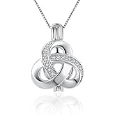 LGSY CZ Celtic Knot Cage Pendants for Pearl Jewelry Making Sterling Silver, Design Cage Pendants for Women