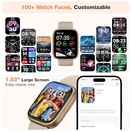 Smart Watch for Women Men, Alexa Built-in, 1.83" HD Touchscreen Fitness Tracker with Bluetooth Calling, Fitness Watch with Sleep Monitor, 100+ Sports Modes, IP68 Waterproof Smartwatch for Android iOS